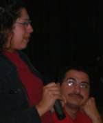 Woman sharing her testimony at the 2006 Fiesta for Life